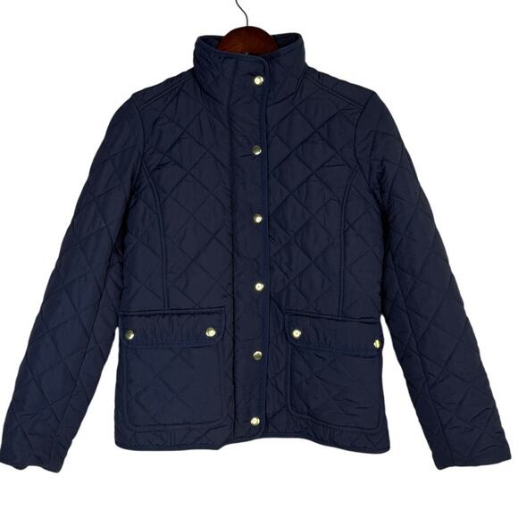 J.Crew Long Sleeve Snap Buttons Zip Up Quilt Field Jacket Patch Pockets XS Black - Picture 15 of 15